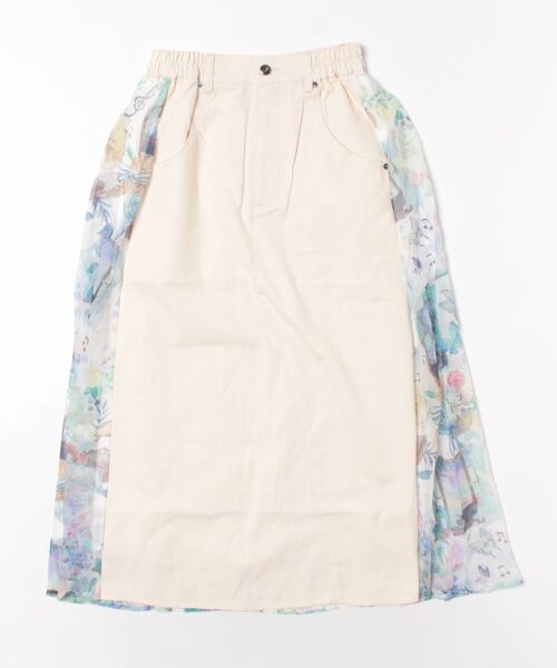 セール】552236：紫陽花のある海辺のお部屋柄 切替スカート