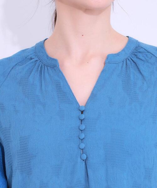 SHOO・LA・RUE（シューラルー）の「【S-LL/綿100%】上品さ漂う フラワージャカード 5分袖ワンピース（ワンピース・レディース・ブルー/ホワイト/ブラック・03/02/01/04）」の20枚目の写真