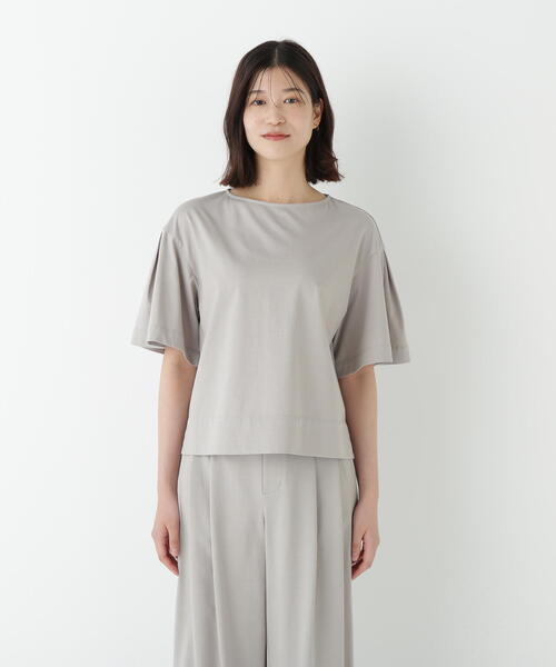 human woman(ヒューマンウーマン)の「◆プレーティング天竺タックスリーブボートネックプルオーバー(Tシャツ/カットソー・レディース・ベージュ系その他2/ブルー・MEDIUM)」の6枚目の写真