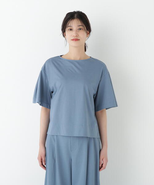 human woman(ヒューマンウーマン)の「◆プレーティング天竺タックスリーブボートネックプルオーバー(Tシャツ/カットソー・レディース・ベージュ系その他2/ブルー・MEDIUM)」の17枚目の写真