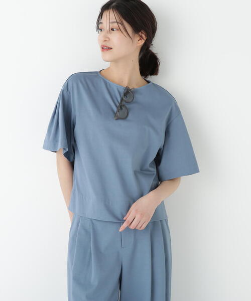 human woman(ヒューマンウーマン)の「◆プレーティング天竺タックスリーブボートネックプルオーバー(Tシャツ/カットソー・レディース・ベージュ系その他2/ブルー・MEDIUM)」の20枚目の写真