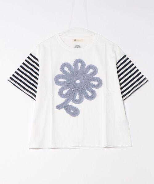 BARNDOOR（バーンドア）の「(BD)【BARNDOOR】レース素材 フリル フラワー Tシャツ（Tシャツ/カットソー・レディース・ブラック系1/ホワイト系1/ホワイト系2/ブラック系2・FREE）」の2枚目の写真