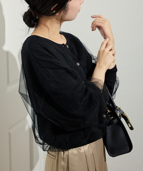 2WAYチュールコンビニットカーディガン（カーディガン/ボレロ）｜SLOBE