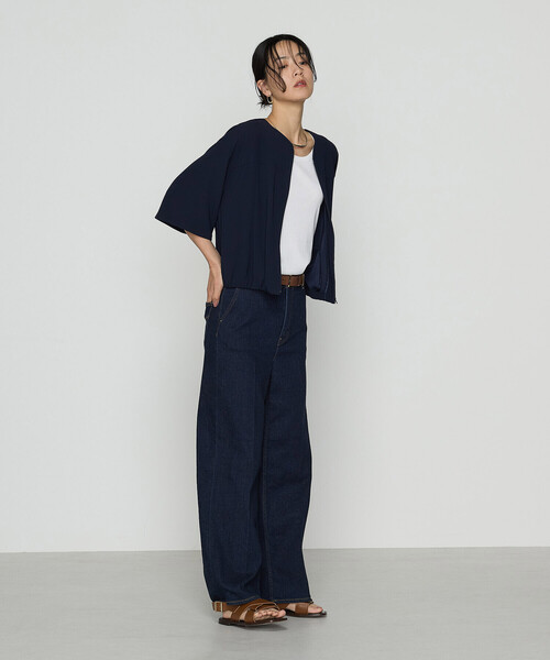 K.T KIYOKO TAKASE（キヨコタカセ）の「バックサテンジョーゼット ハーフスリーブブルゾン（ブルゾン・レディース・ネイビー/ダークグレー・FREE）」の10枚目の写真