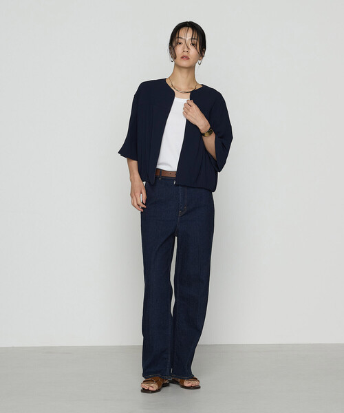 K.T KIYOKO TAKASE（キヨコタカセ）の「バックサテンジョーゼット ハーフスリーブブルゾン（ブルゾン・レディース・ネイビー/ダークグレー・FREE）」の9枚目の写真