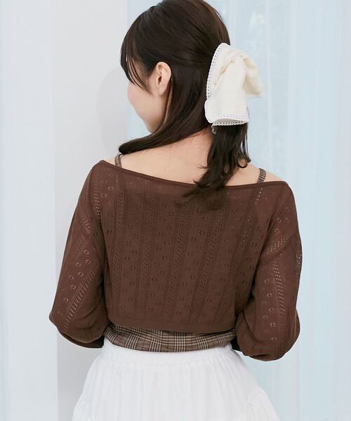 MAJESTIC LEGON（マジェスティックレゴン）の「透かしリボンニット×キャミセット（ニット/セーター・レディース・ブラック/ピンク/レッド/ブラウン・MEDIUM）」の10枚目の写真