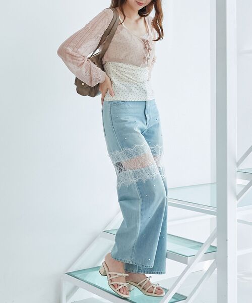 MAJESTIC LEGON（マジェスティックレゴン）の「透かしリボンニット×キャミセット（ニット/セーター・レディース・ブラック/ピンク/レッド/ブラウン・MEDIUM）」の13枚目の写真