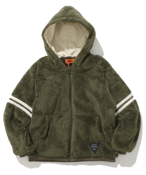 KRIFF MAYER Kid's Collection（クリフメイヤーキッズコレクション）の「耐風ボア袖ラインジャケット（その他アウター・キッズ・ネイビー/セージグリーン/アイボリー/グレイッシュベージュ・170/160/150/140/130/120）」の12枚目の写真