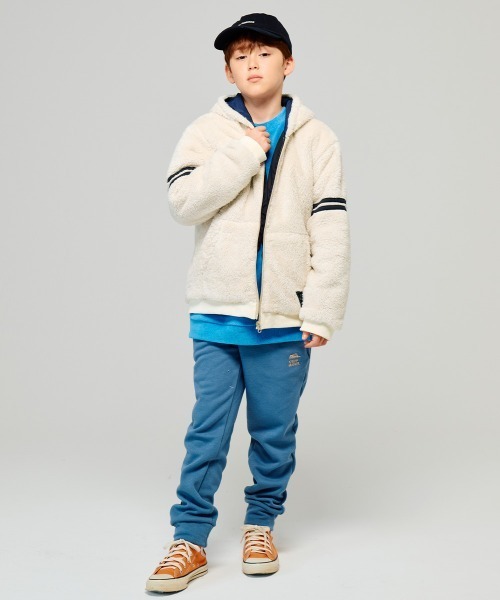 KRIFF MAYER Kid's Collection（クリフメイヤーキッズコレクション）の「耐風ボア袖ラインジャケット（その他アウター・キッズ・ネイビー/セージグリーン/アイボリー/グレイッシュベージュ・170/160/150/140/130/120）」の5枚目の写真