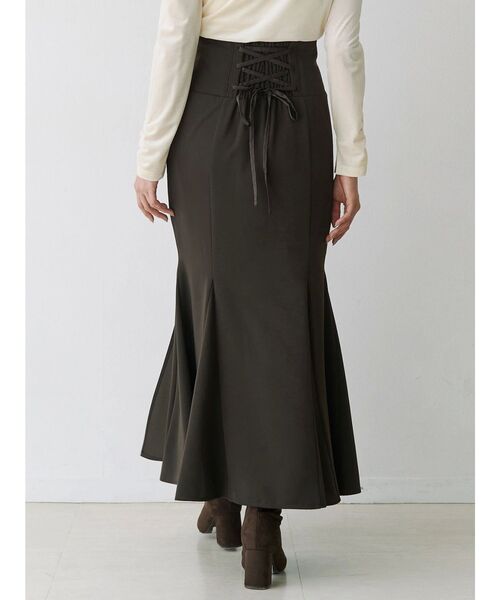 バックレースアップストレッチマーメイドスカート（スカート