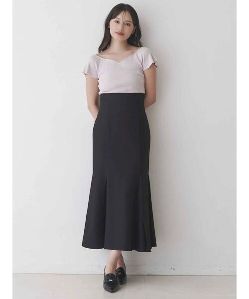 バックレースアップストレッチマーメイドスカート（スカート