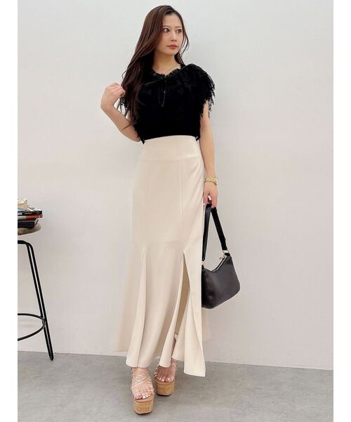 バックレースアップストレッチマーメイドスカート（スカート