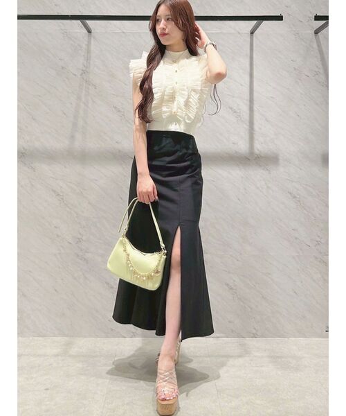 バックレースアップストレッチマーメイドスカート（スカート