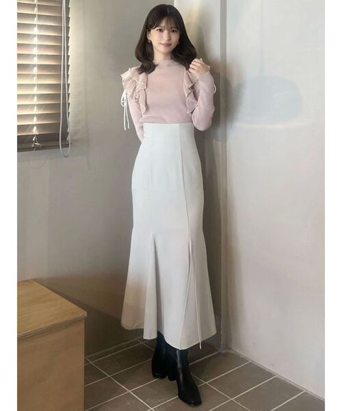 バックレースアップストレッチマーメイドスカート（スカート