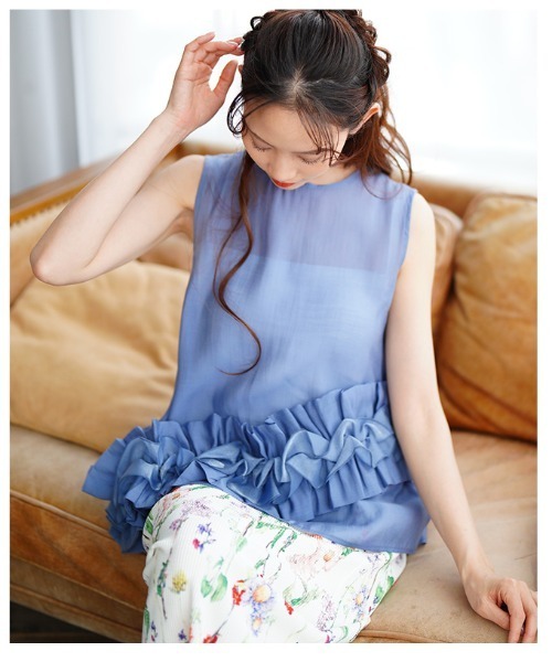 Sawa a la mode(サワアラモード)の「アシンメトリーフリルシアーブラウス(シャツ/ブラウス・レディース・ホワイト/ブルー・FREE)」の21枚目の写真