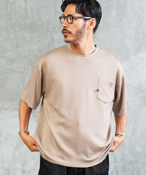 jiggys shop(ジギーズショップ)の「接触冷感 ポケット付き ワンポイント刺繍 半袖Tシャツ カットソー(Tシャツ/カットソー・メンズ・ブルー/ブラック/ホワイト/ベージュ/グレー系その他・MEDIUM/LARGE/X-LARGE)」の5枚目の写真