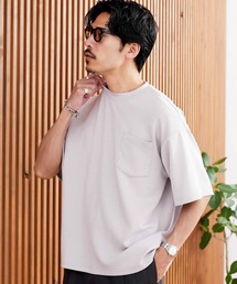 接触冷感 ポケット付き ワンポイント刺繍 半袖Tシャツ カットソー