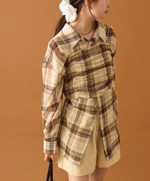 【着こなし豊富◎】チェックビスチェSETビッグシャツ