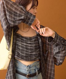 【着こなし豊富◎】チェックビスチェSETビッグシャツ