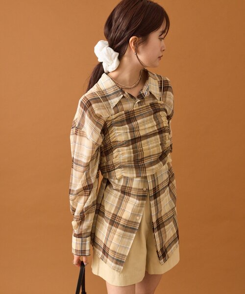 セール】【着こなし豊富◎】チェックビスチェSETビッグシャツ（シャツ