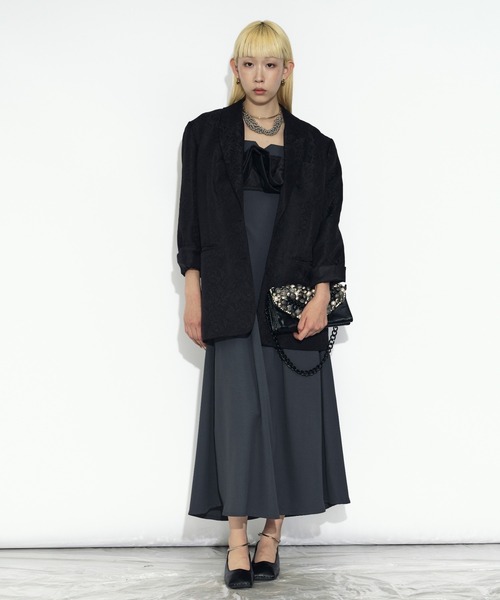 Ezick（エジック）の「2P frill bustier タックキャミドレス（ワンピース・レディース・グレー/ブラック・FREE）」の14枚目の写真