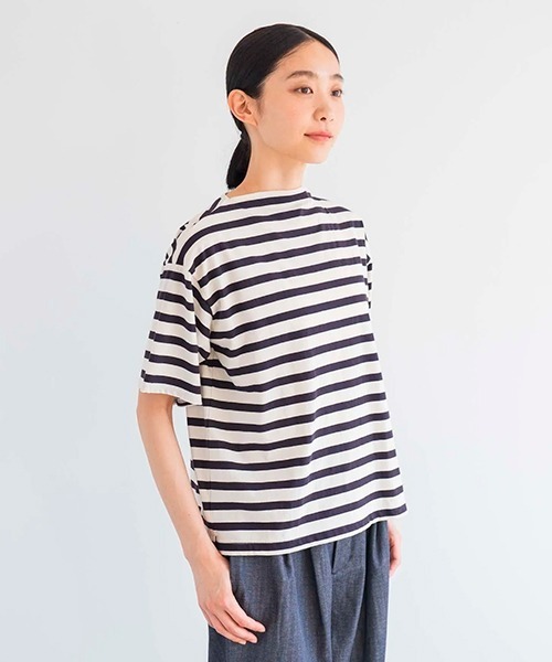 D(ディー)の「ハイゲージコットンボーダーT【ハーフスリーブ】(Tシャツ/カットソー・レディース・ブルー系その他/クリーム/ブラック/ブルー・MEDIUM)」の10枚目の写真