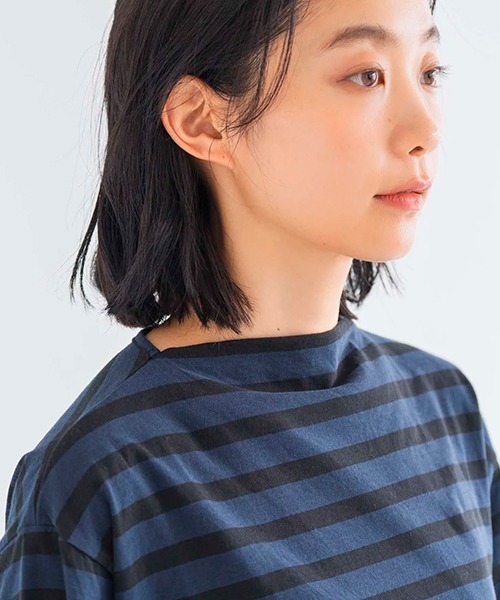 D(ディー)の「ハイゲージコットンボーダーT【ハーフスリーブ】(Tシャツ/カットソー・レディース・ブルー系その他/クリーム/ブラック/ブルー・MEDIUM)」の11枚目の写真