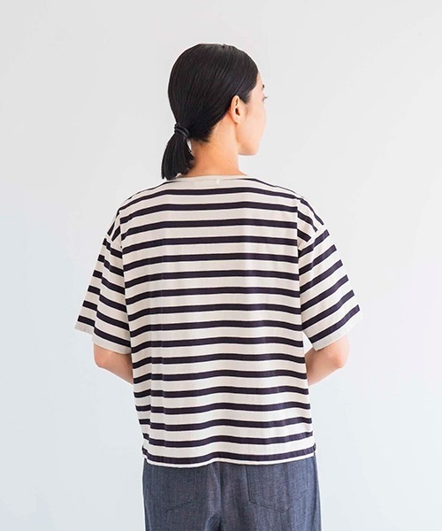 D(ディー)の「ハイゲージコットンボーダーT【ハーフスリーブ】(Tシャツ/カットソー・レディース・ブルー系その他/クリーム/ブラック/ブルー・MEDIUM)」の5枚目の写真