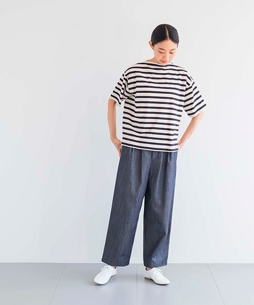 D(ディー)の「ハイゲージコットンボーダーT【ハーフスリーブ】(Tシャツ/カットソー・レディース・ブルー系その他/クリーム/ブラック/ブルー・MEDIUM)」の12枚目の写真