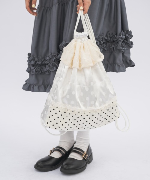 フリルナップサック polka dot lace frill knapsack / ドットフリルナップザック