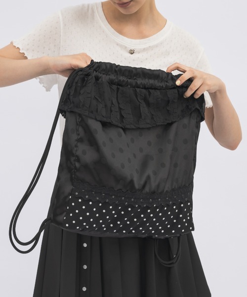 idem(イデム)の「lace frill knapsack / フリルナップザック(バックパック/リュック・レディース・アイボリー/ブラック/ホワイト/イエロー・FREE)」の10枚目の写真