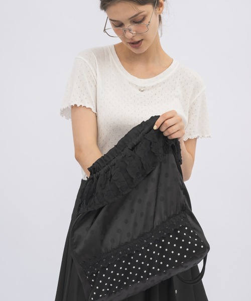 idem(イデム)の「lace frill knapsack / フリルナップザック(バックパック/リュック・レディース・アイボリー/ブラック/ホワイト/イエロー・FREE)」の11枚目の写真