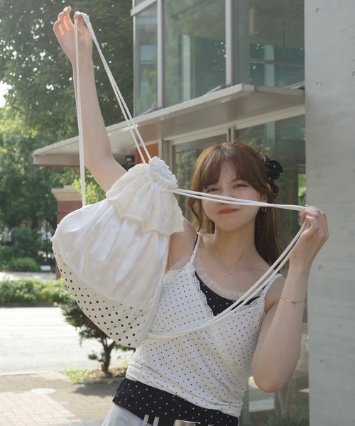 idem(イデム)の「lace frill knapsack / フリルナップザック(バックパック/リュック・レディース・アイボリー/ブラック/ホワイト/イエロー・FREE)」の19枚目の写真
