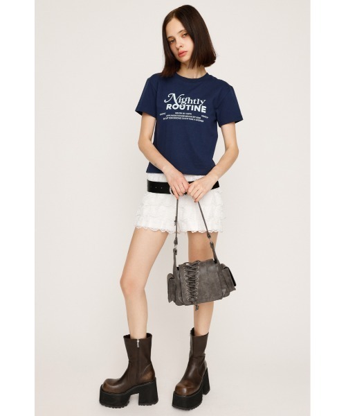 SLY(スライ)の「COMPACT LOGO PRINT T/SH コンパクト ロゴ プリント Tシャツ 半袖 夏服(Tシャツ/カットソー・レディース・ダークグレー/レッド/ホワイト/ブラウン/ネイビー・FREE)」の22枚目の写真