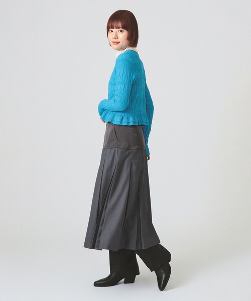 Ray BEAMS（レイビームス）の「キリカエ プリーツ スカート（スカート・レディース・シルバー/ブラック・1/0）」の4枚目の写真