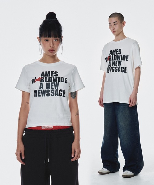 tシャツ 「UNISEX」AMES WORLDWIDE ／BOLD TYPO Ｔ レディース メンズ UNISEX】AMES WORLDWIDE ／BOLD TYPO T（Tシャツ/カットソー