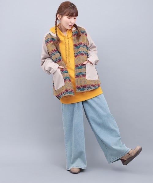 チチカカ（チチカカ）の「ジャガードコンビジップカーディガン（カーディガン/ボレロ・レディース・ベージュ/グリーン/ブラック・FREE）」の5枚目の写真