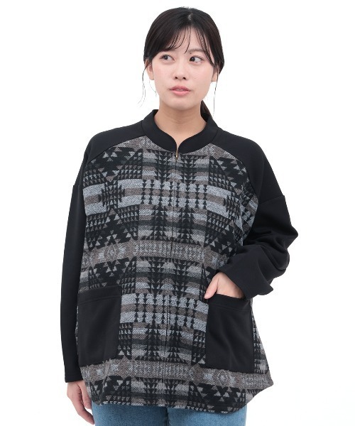 チチカカ（チチカカ）の「ジャガードコンビジップカーディガン（カーディガン/ボレロ・レディース・ベージュ/グリーン/ブラック・FREE）」の7枚目の写真