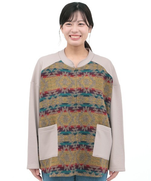 チチカカ（チチカカ）の「ジャガードコンビジップカーディガン（カーディガン/ボレロ・レディース・ベージュ/グリーン/ブラック・FREE）」の8枚目の写真