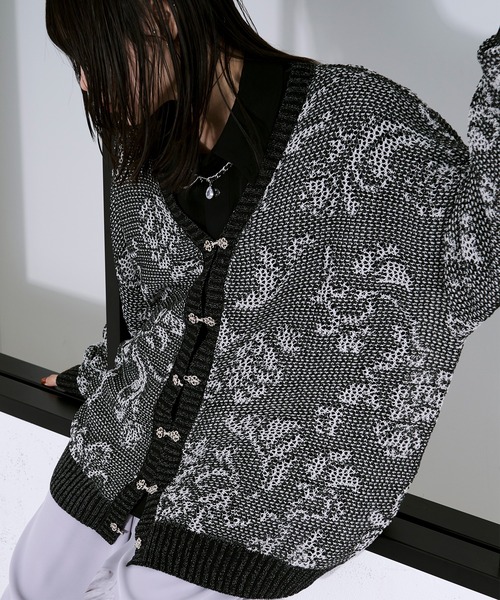 セール】フラワー柄メッシュラメカーディガン（カーディガン/ボレロ