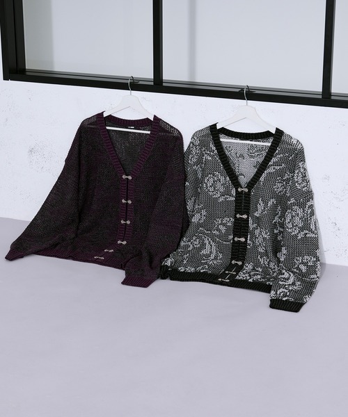 セール】フラワー柄メッシュラメカーディガン（カーディガン/ボレロ