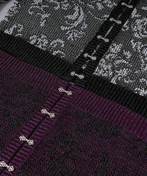 Ellno Loset（エルノロゼット）の「フラワー柄メッシュラメカーディガン（カーディガン/ボレロ・メンズ・パープル/ブラック・SMALL/MEDIUM/LARGE）」の6枚目の写真