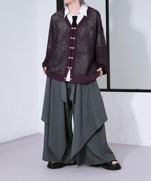 Ellno Loset（エルノロゼット）の「フラワー柄メッシュラメカーディガン（カーディガン/ボレロ・メンズ・パープル/ブラック・SMALL/MEDIUM/LARGE）」の9枚目の写真