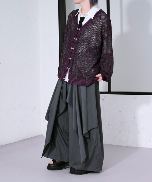 Ellno Loset（エルノロゼット）の「フラワー柄メッシュラメカーディガン（カーディガン/ボレロ・メンズ・パープル/ブラック・SMALL/MEDIUM/LARGE）」の10枚目の写真