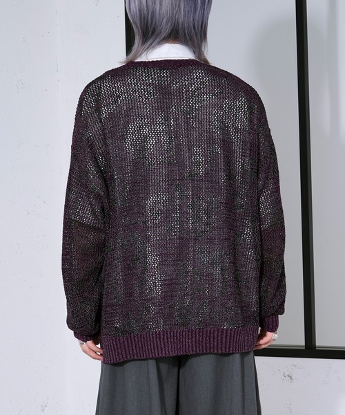Ellno Loset（エルノロゼット）の「フラワー柄メッシュラメカーディガン（カーディガン/ボレロ・メンズ・パープル/ブラック・SMALL/MEDIUM/LARGE）」の11枚目の写真