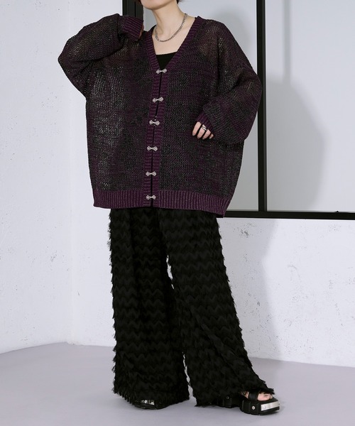 Ellno Loset（エルノロゼット）の「フラワー柄メッシュラメカーディガン（カーディガン/ボレロ・メンズ・パープル/ブラック・SMALL/MEDIUM/LARGE）」の17枚目の写真