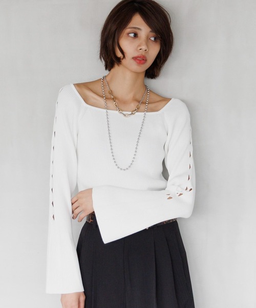 PAGEBOY(ページボーイ)の「クロススリーブスクエアプルオーバー(Tシャツ/カットソー・レディース・ブラック/オフホワイト/グリーン系その他・FREE)」の2枚目の写真