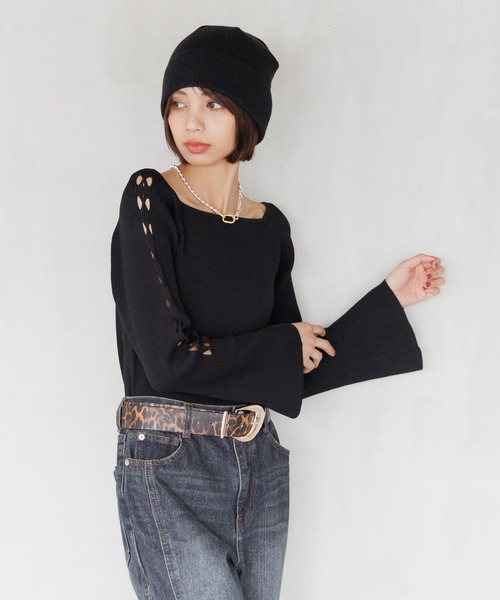 PAGEBOY(ページボーイ)の「クロススリーブスクエアプルオーバー(Tシャツ/カットソー・レディース・ブラック/オフホワイト/グリーン系その他・FREE)」の6枚目の写真