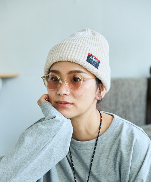NANGA（ナンガ）の「NANGA × FREAK'S STORE/ナンガ × フリークスストア 別注 BOX LOGO BULKY BEANIE ボックスロゴ バルキービーニー（ニットキャップ/ビーニー・メンズ・ブラック/グレー/ベージュ/オレンジ・ONE SIZE）」の4枚目の写真