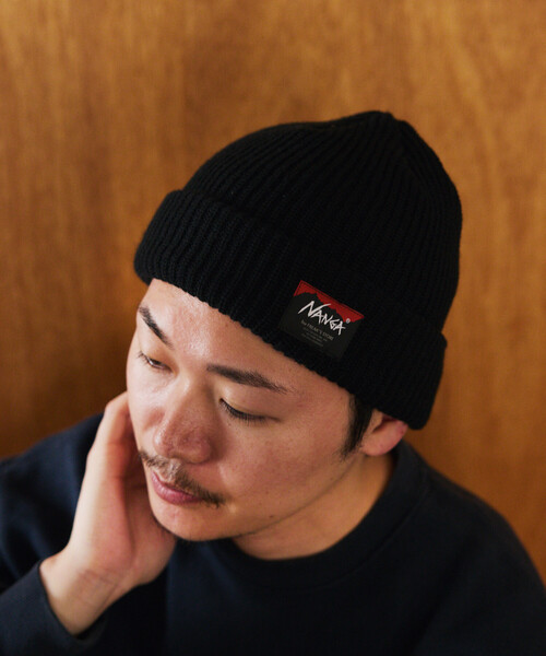 NANGA（ナンガ）の「NANGA × FREAK'S STORE/ナンガ × フリークスストア 別注 BOX LOGO BULKY BEANIE ボックスロゴ バルキービーニー（ニットキャップ/ビーニー・メンズ・ブラック/グレー/ベージュ/オレンジ・ONE SIZE）」の2枚目の写真